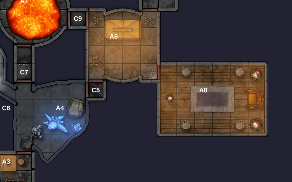 Changing a hall floor from stone to wood in the map editor