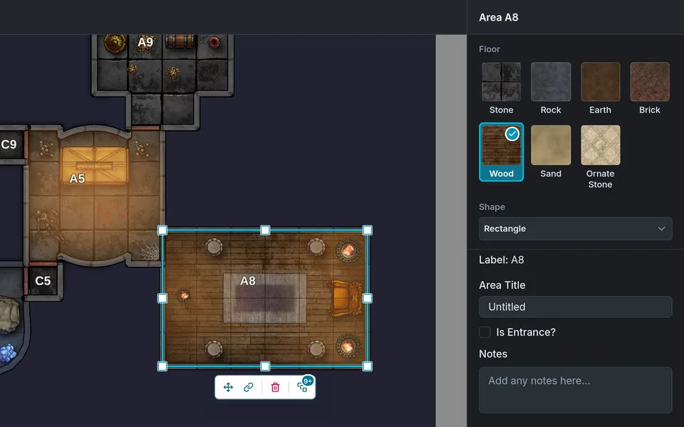 Changing a hall floor from stone to wood in the map editor