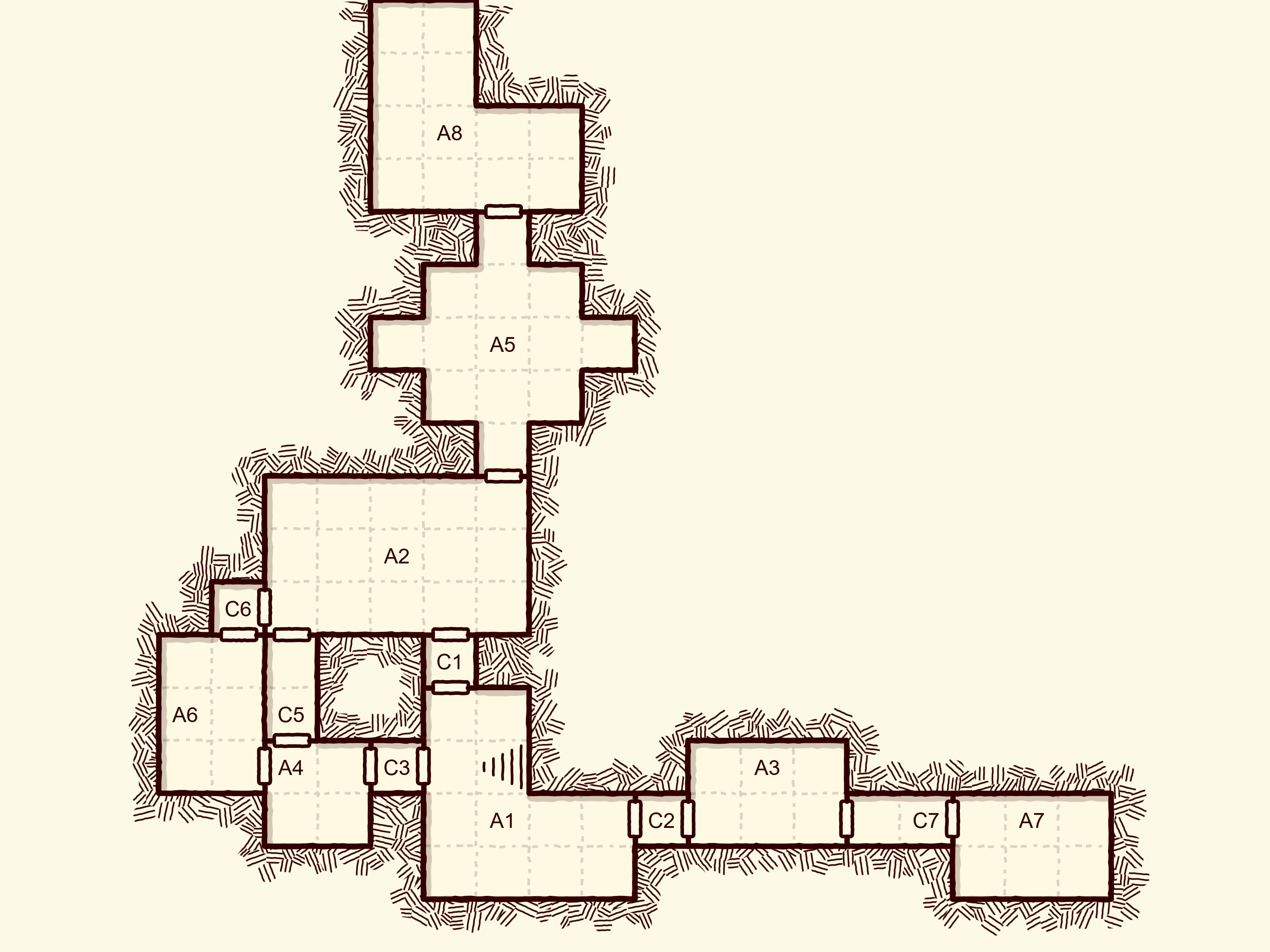 Hand-drawn map style