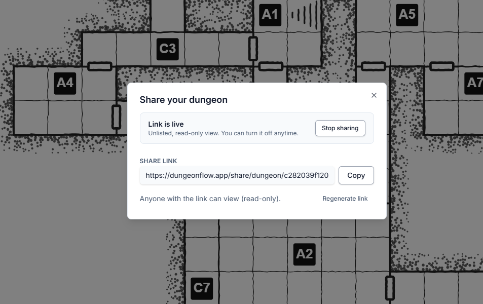 Share dungeon dialog