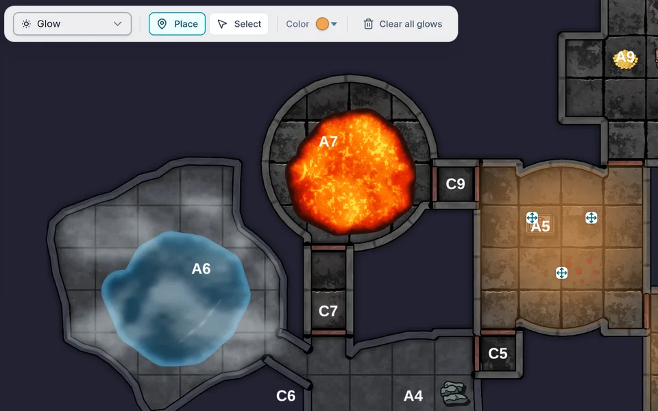 Placing glowing light effects in an altar room in the map editor